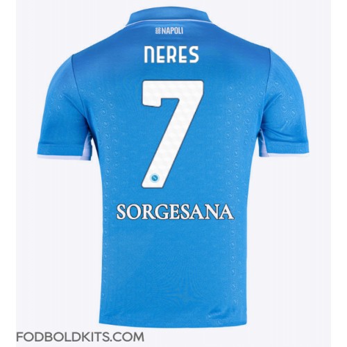 SSC Napoli David Neres #7 Hjemmebanetrøje 2024-25 Kortærmet